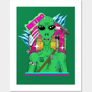 Retro Alien "Hand Drawn Alien" Posters and Art